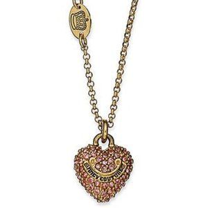 Vintage Juicy Couture Y2K 2000s Rhinestone Heart Necklace